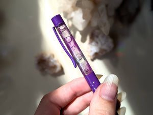 Manifesting Magic Pen - Clear quartz, Fluorite, Leaves