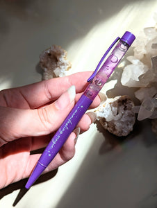 Manifesting Magic Pen - Clear quartz, Fluorite, Leaves