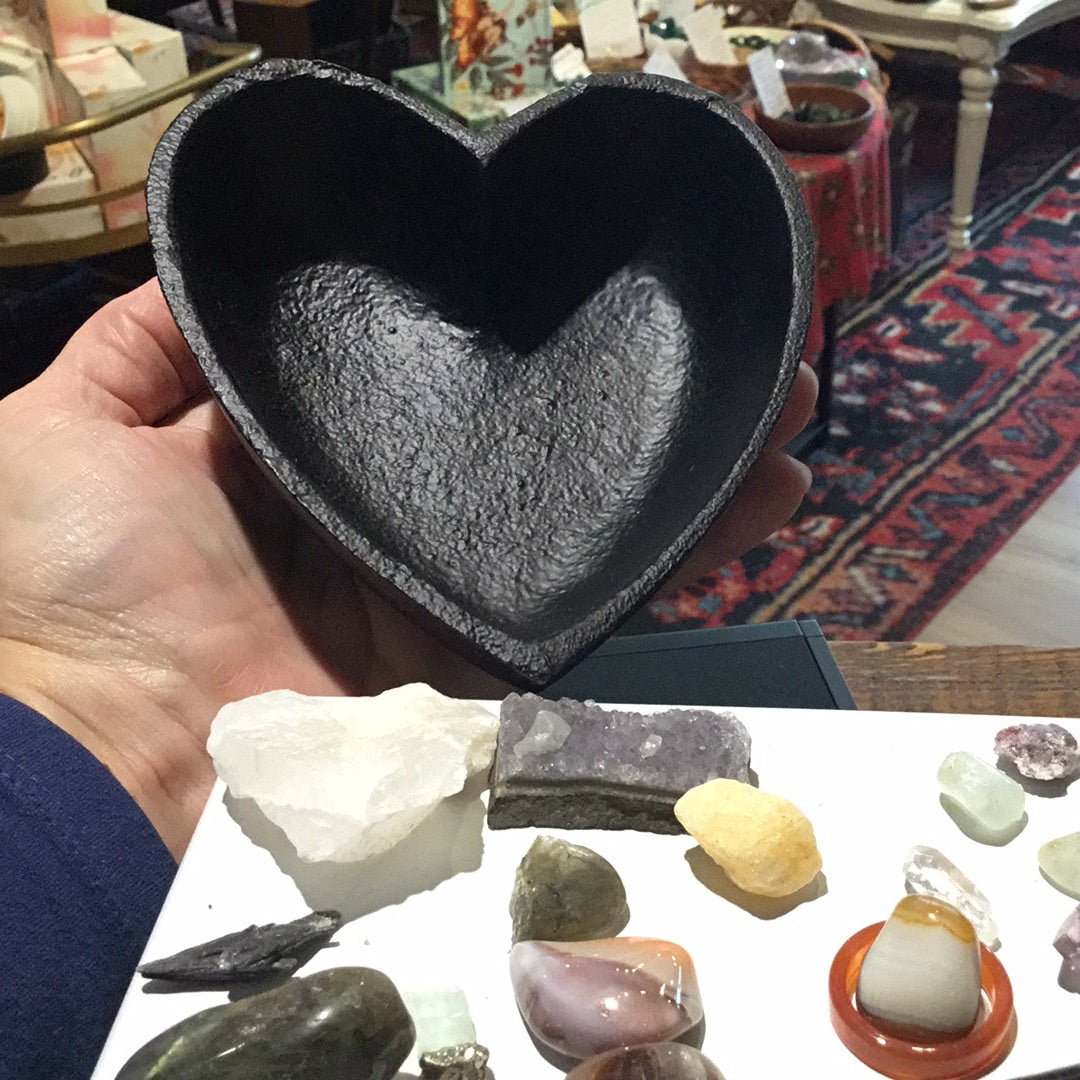 Heart shaped cast iron cauldron