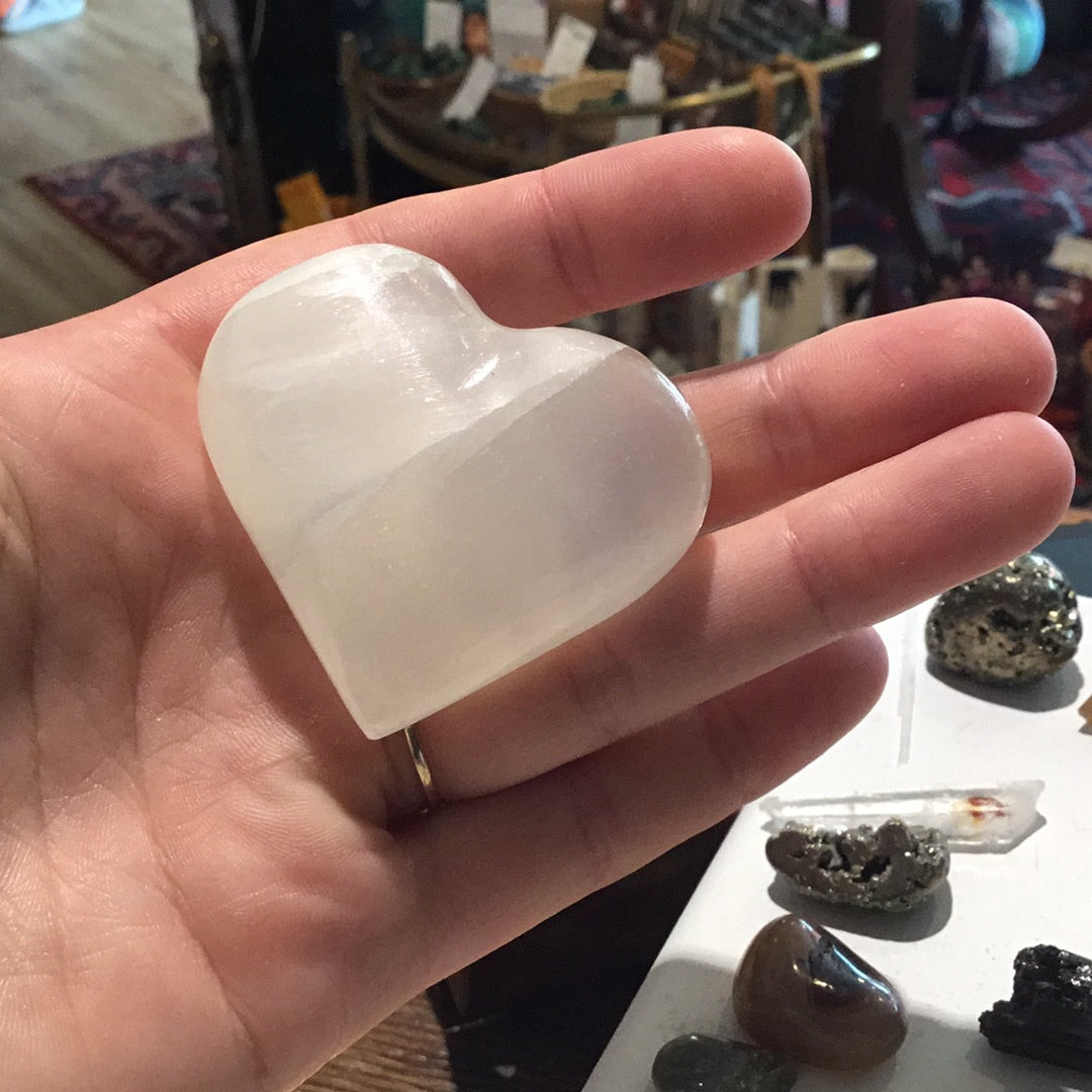 White calcite heart, small