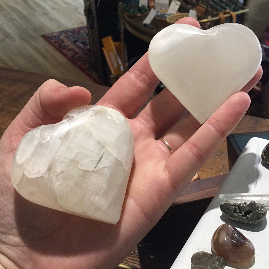 White calcite heart