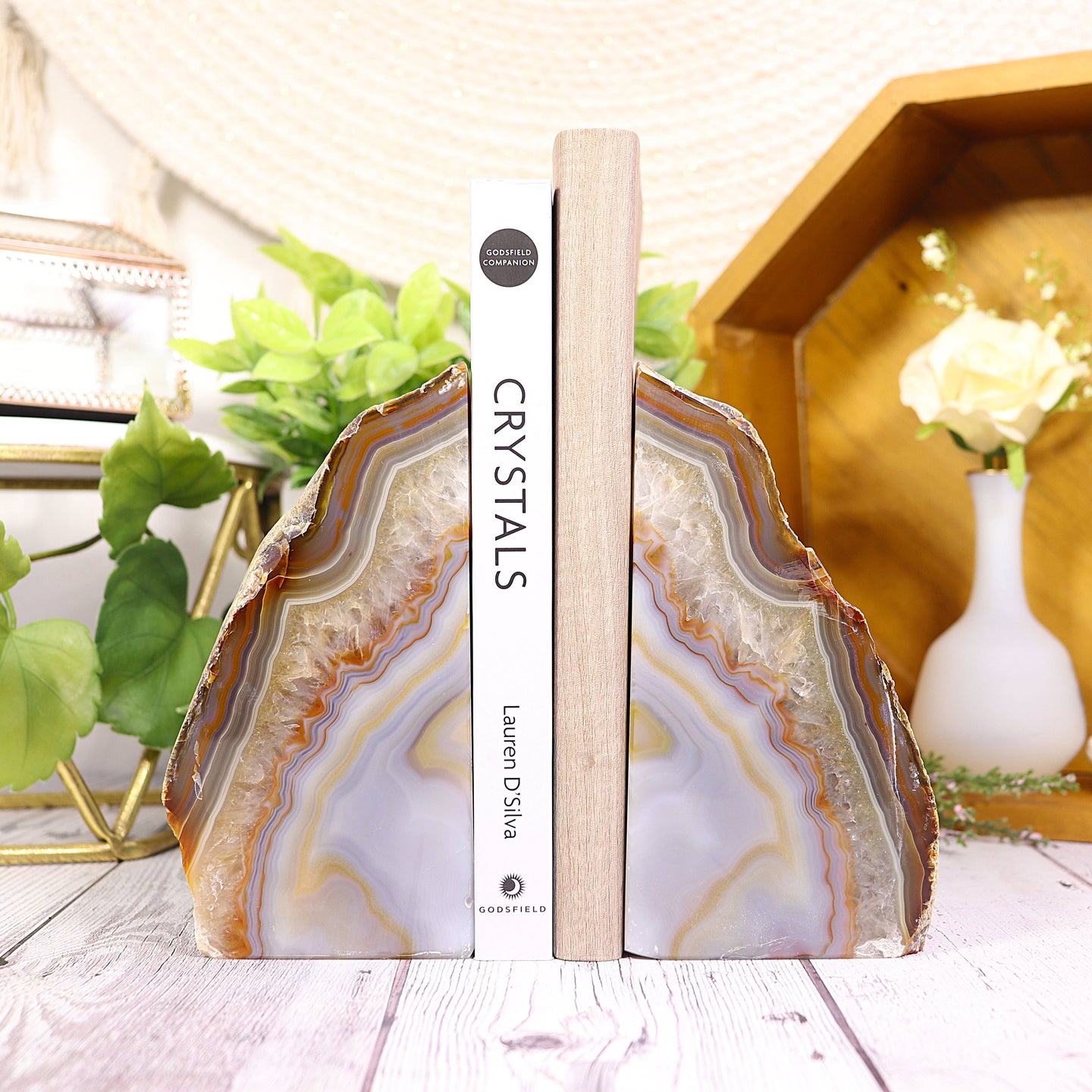 Natural Agate Bookend Pair - Gemstone Bookends