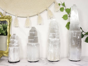 Selenite Crystal Lamp from Morocco, approx 12”