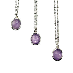 Faceted Amethyst Coin Necklace
