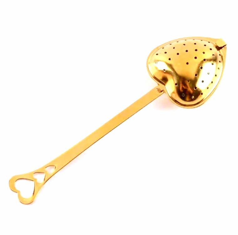 GOLD Heart Shaped Tea Infuser & Spoon Stainless Steel