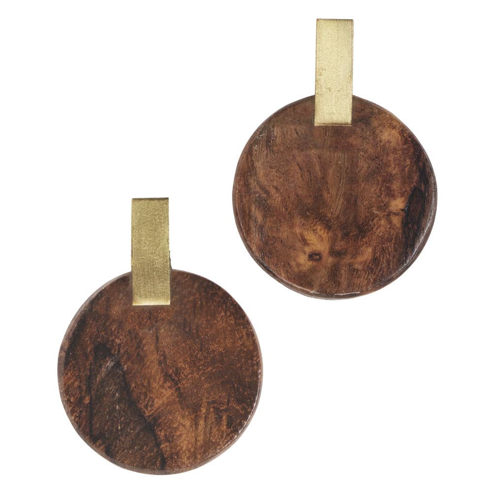 Wood & Brass Post Earrings *