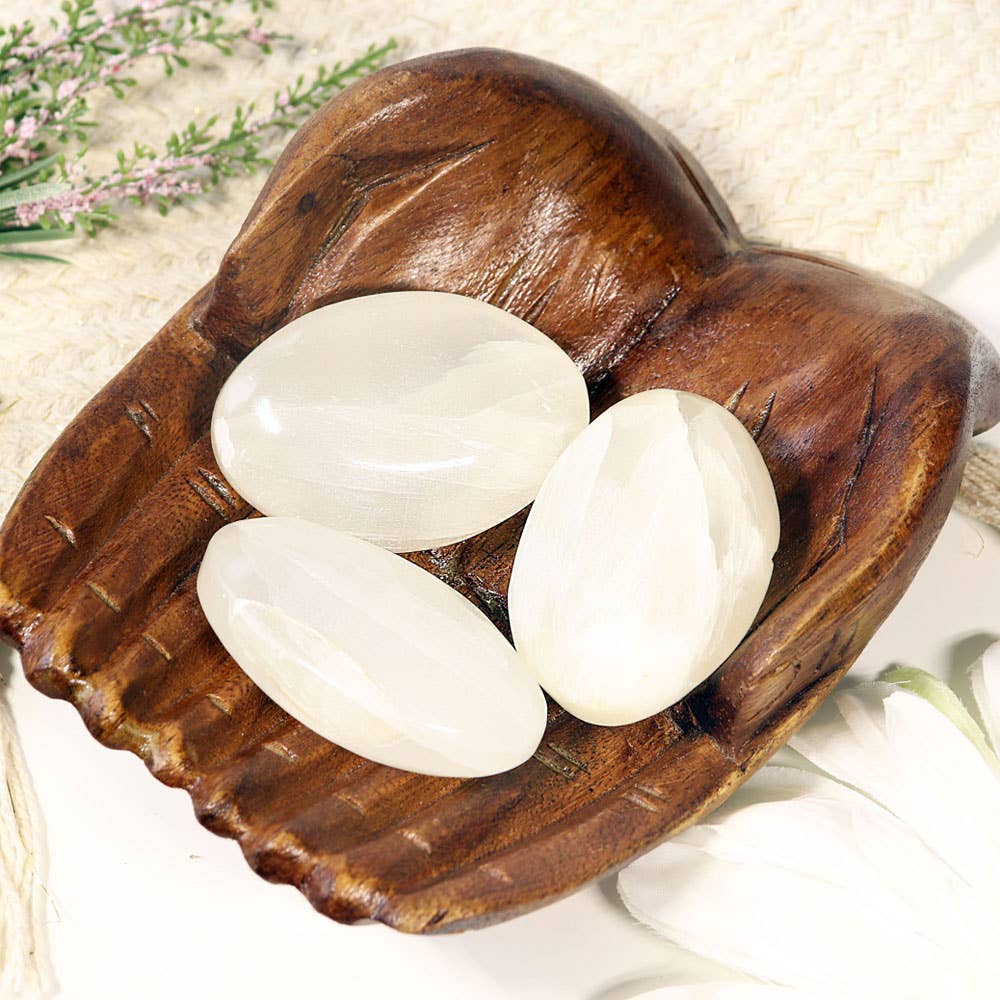 White Calcite Palm Massage Stone