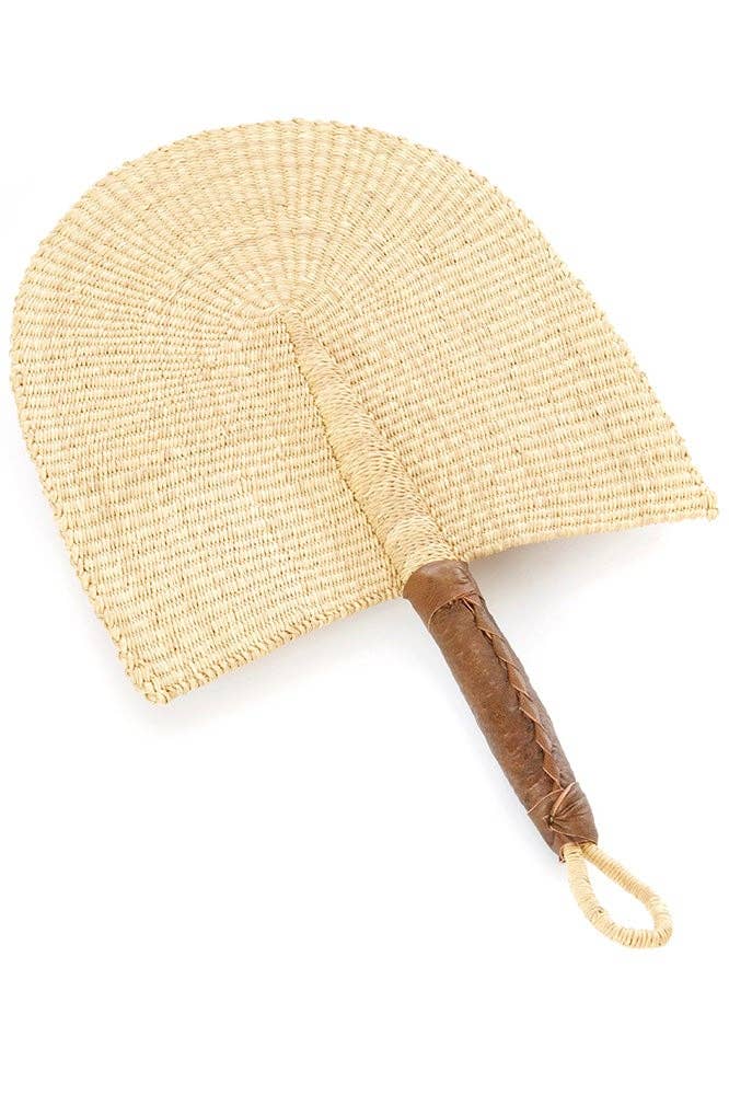 All Natural Veta Vera African Hand Fan with Leather Handle