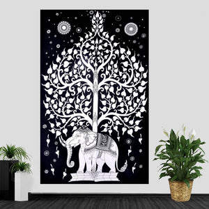 Elephant Tree Tapestry Wall Decor Beach Throw 80” X 50”