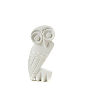 Hand Carved White Serpentine Owl Sculpture