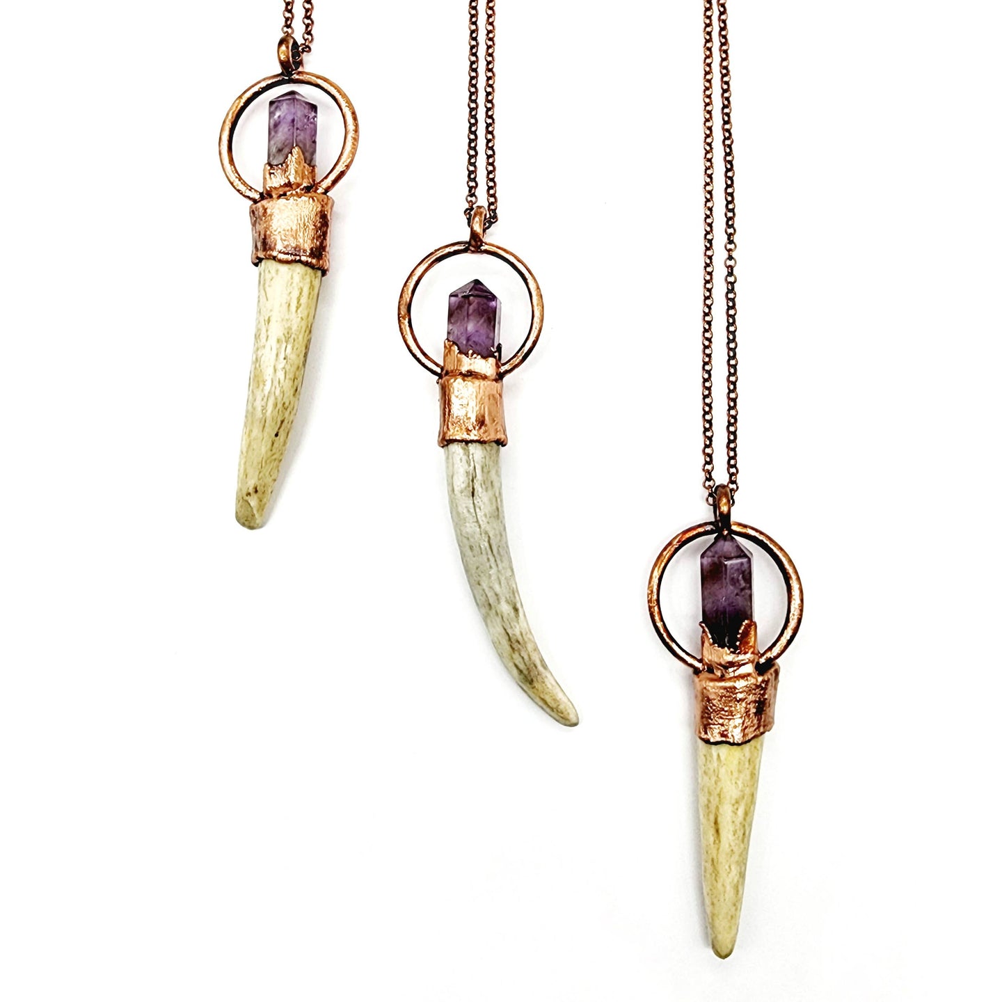Naturally Shed Antler & Amethyst Talisman Necklace