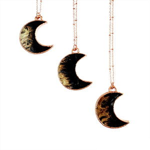 Fossilized Palm Wood Lunar Moon Necklace