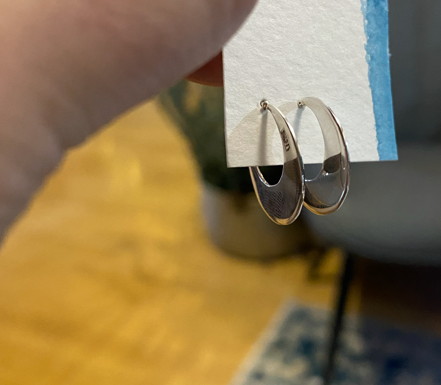 Moon Hoop Sterling Earrings