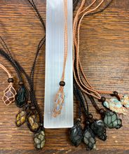 Interchangeable Macrame Cage Necklace with Tumbled Stone