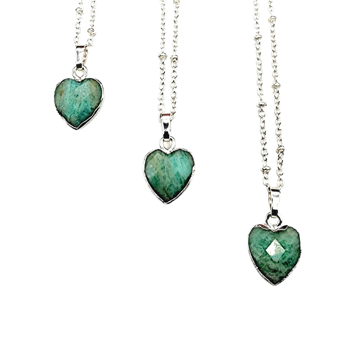 Dainty Faceted Aventurine Heart Necklace