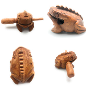 1.5 inch Light Brown Wooden Croaking Frog Drum