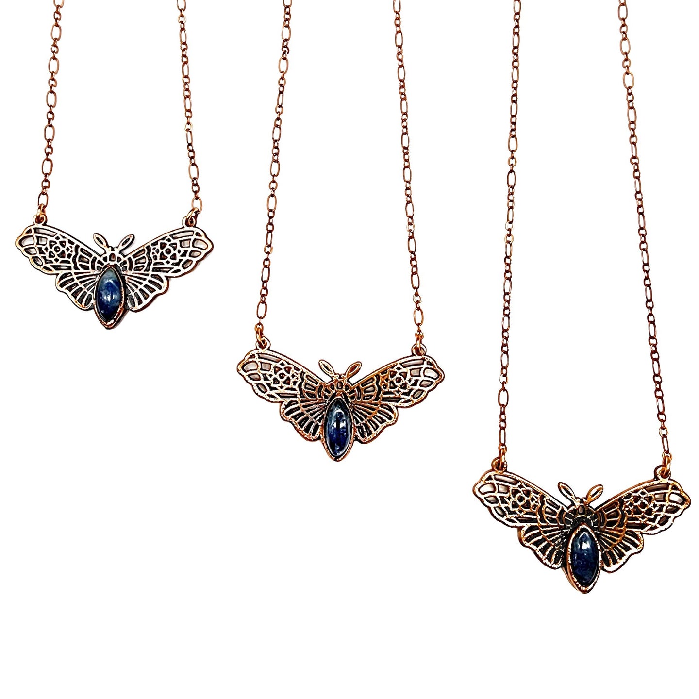 Black Witch Moth Necklace - Blue Kyanite