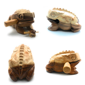 8 inch Natural  Wooden Croaking Frog Drum