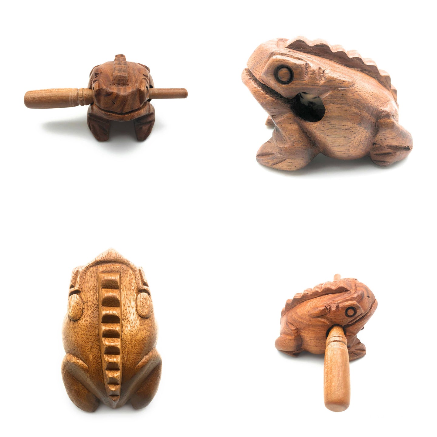 3 inch Light Brown Wooden Croaking Frog Drum