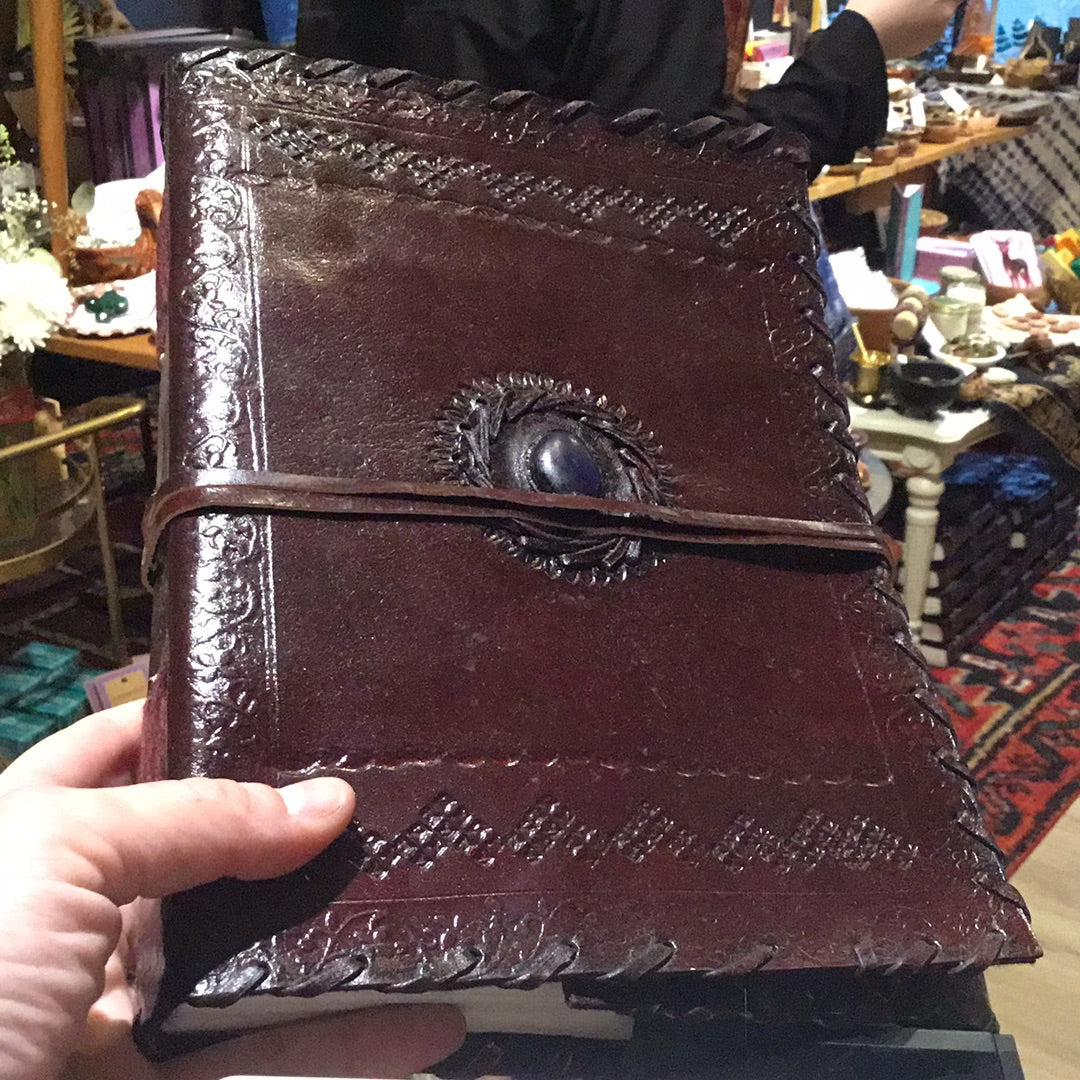 Large leather journal blue stone