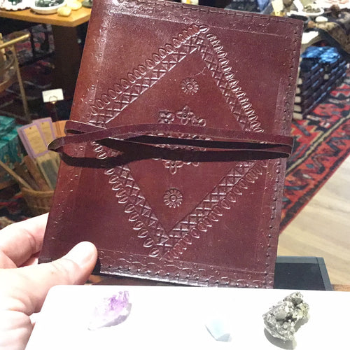 Small leather journal with wrap