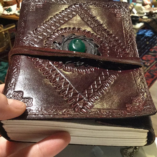 Small leather journal green jem